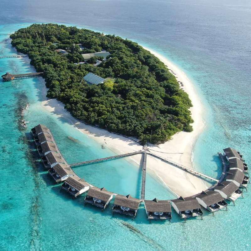 Aerial view of Tropical island at Maldives 
