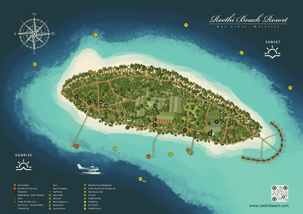 Reethi Beach Resort map at Maldives