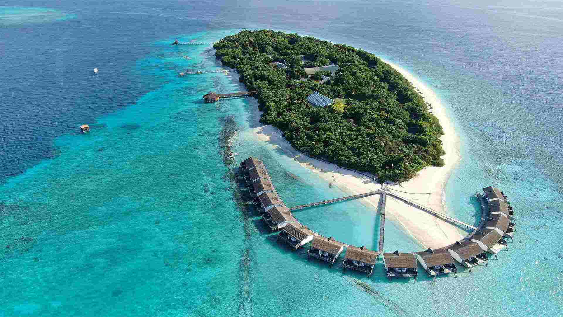 Landscape view of island and beach view at Maldives