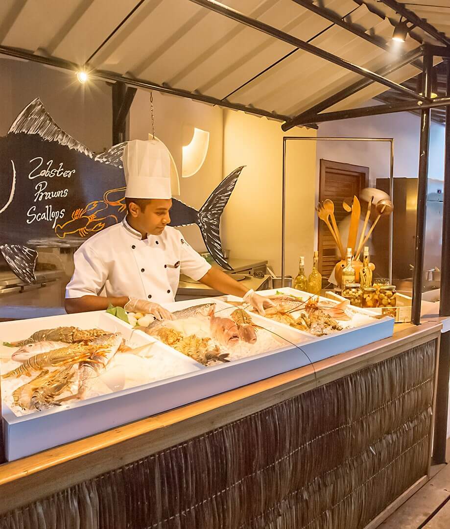 Seafood shops at Reethi Resorts at Maldives 
