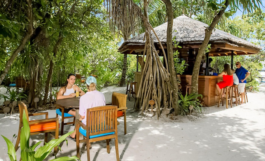 Handhvaru Bar and outdoor dining area set up at Maldives
