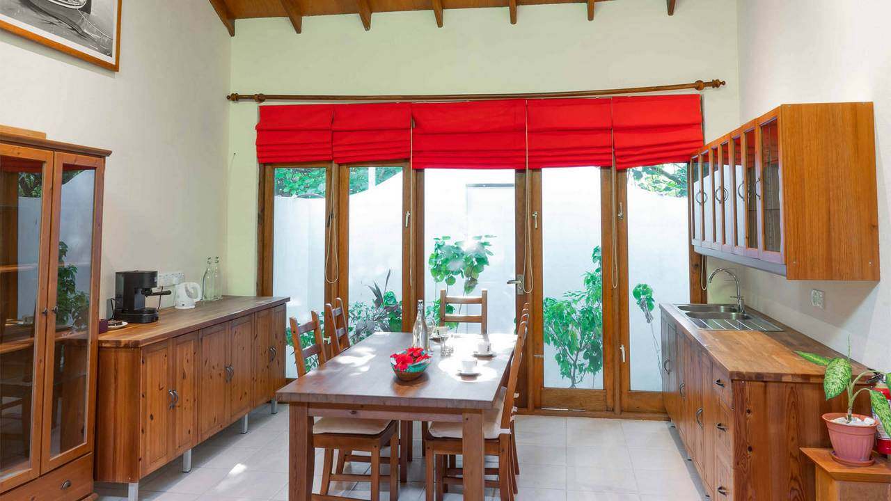Interior of dining table set up at Reethi Suite Villas, Maldives