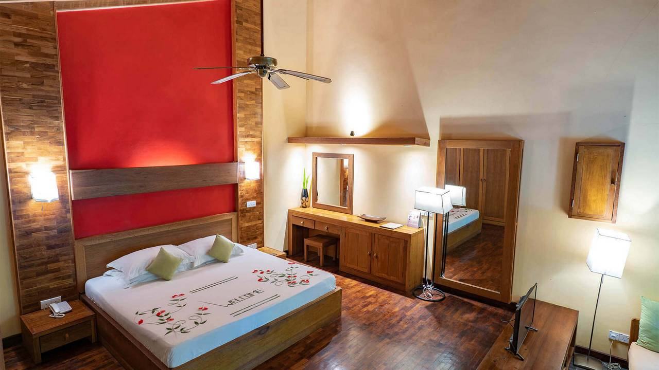 Interior of the garden villa at Reethi Beach Resort