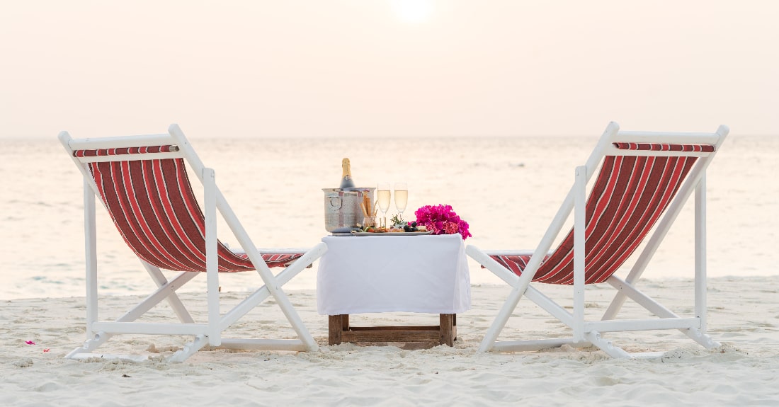 Sun shelter on white sand beach at Maldives 