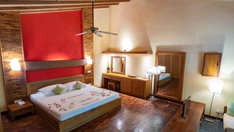 Interior of luxury villa with furniture setup at Maldives